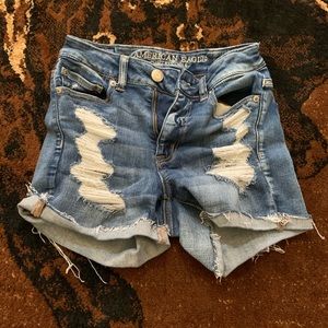 High Waisted Distressed Denim Short